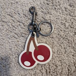 Coach Cherry Pac-Man Leather Bag Charm Keychain